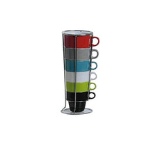 JJA So Fresh So City Cappuccino Cup Set - Multi-Coloured - with Rack by JJA So Fresh So City