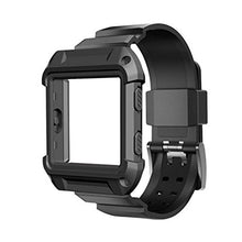Dreaman Rugged Protective Case With Silicone Wrist Strap Bands for Fitbit Blaze Watch (Black)